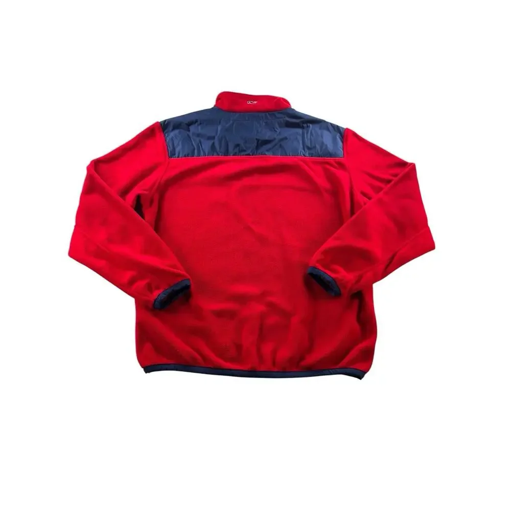 Vineyard Vines Fleece Red Shep Shirt Mens Size Medium Pullover 1/4 Zip Sweater